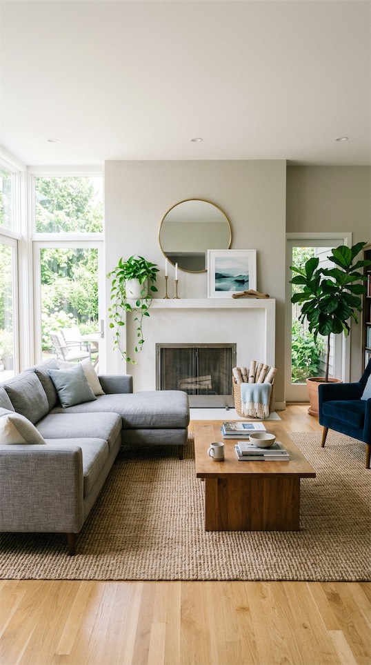 plant pot sitting on fireplace mantle