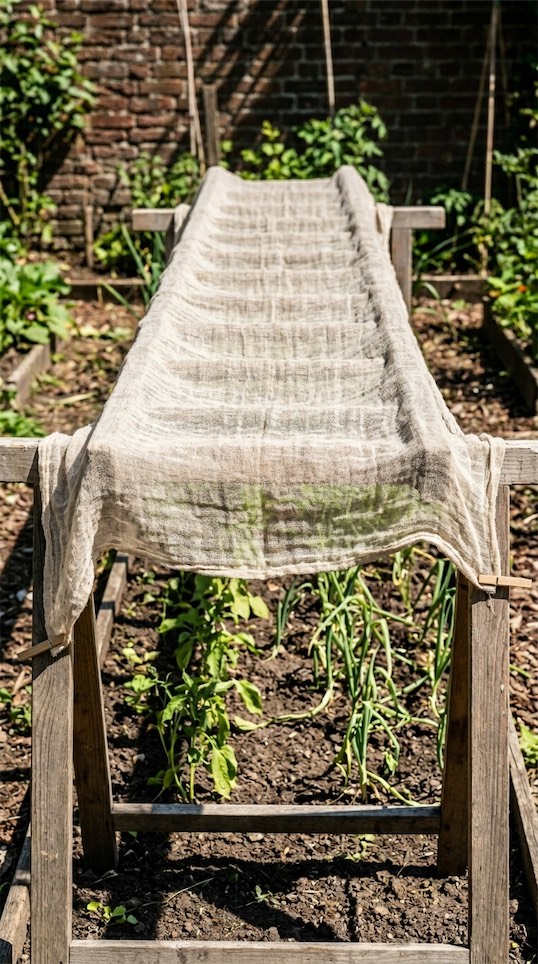 shade over plants over ladder