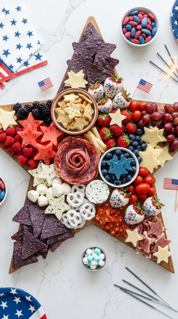 star shaped Patriotic Charcuterie Board