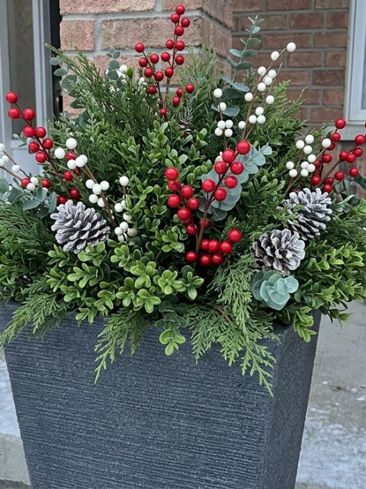 Tall Planters With Artificial Plants for an Easy, Stylish Entrance