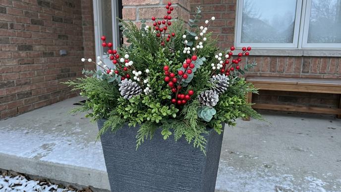 Tall Planters With Artificial Plants for an Easy, Stylish Entrance