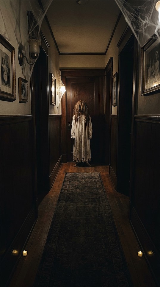 creepy girl at the end of hallway