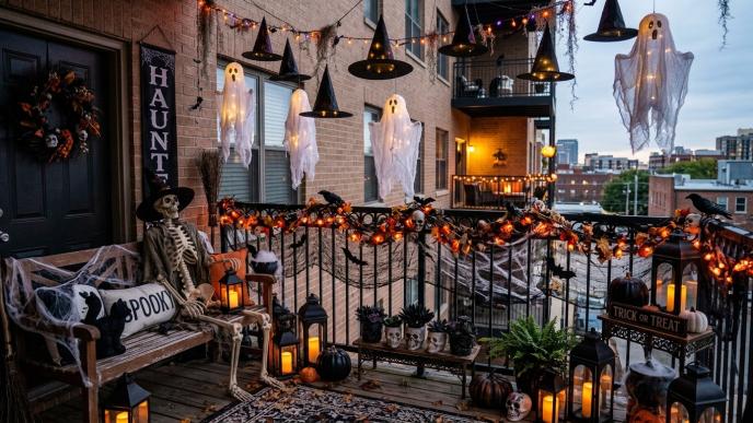 halloween apartment balcony decor
