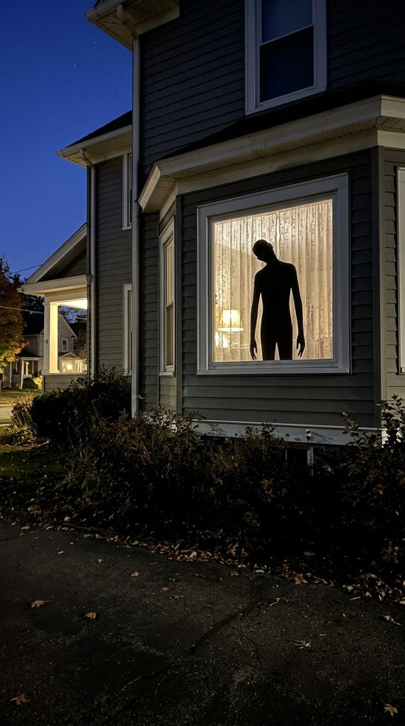 creepy figure in window halloween