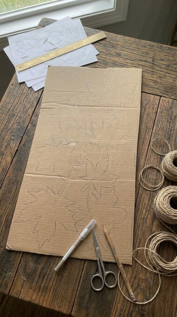 cardboard with leaf tracing