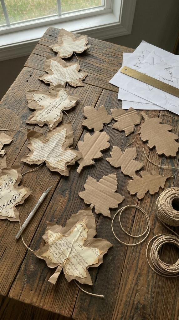 cardboard leaves on table cut out