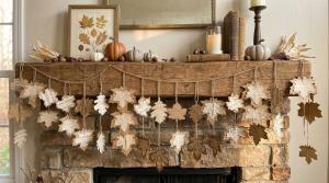 fall leaves on mantle diy project